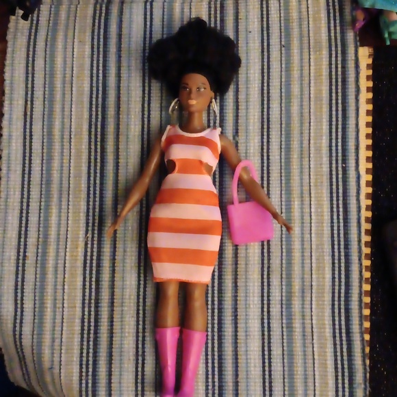 Barbie in Striped Dress and Boots - Picture 1 of 4